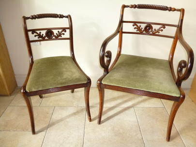 Set of Six Antique Double Sabre Leg Chairs - Antique Furniture